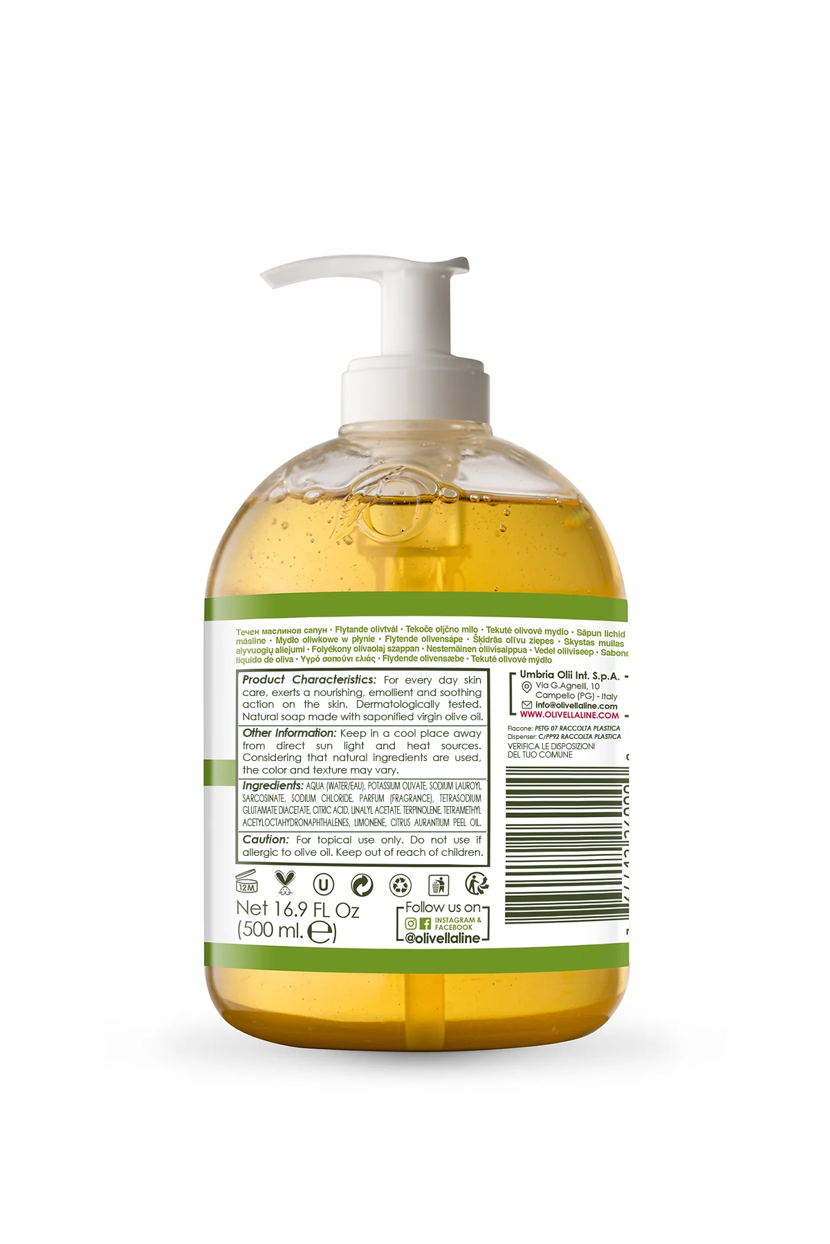 Sapone all'Olio di Oliva Liquido Viso & Corpo Classic - Olivella Europe